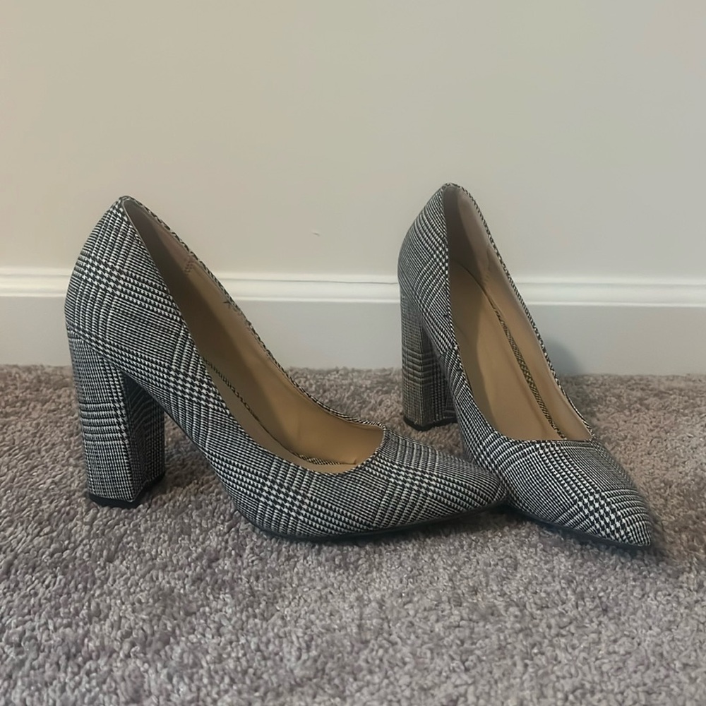 Plaid Block Heels